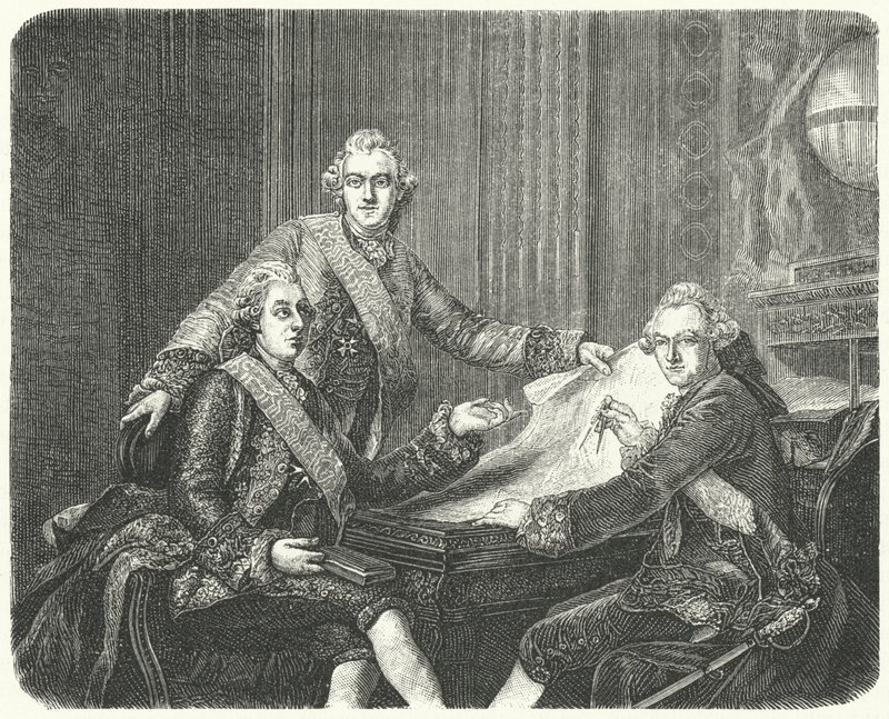 King Gustav III of Sweden in consultation with his brothers Charles and Frederick Adolf (engraving) 作者 德国学校
