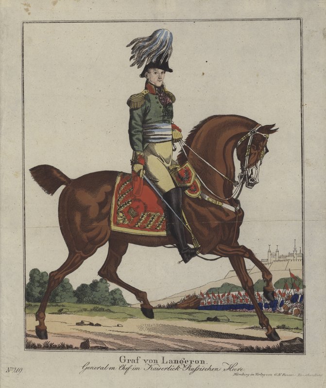 Louis Alexandre Andrault de Langeron，俄罗斯军队的法国将军（彩色雕刻） 作者 德国学校
