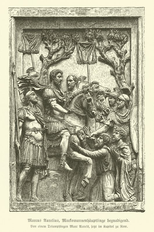 Marcus Aurelius pardoning Marcomannic chiefs (engraving) 作者 德国学校