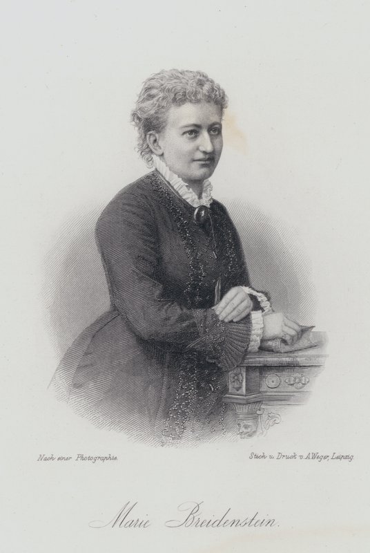 Marie Breidenstein，德国钢琴家、歌手和歌唱教师（雕刻）。 作者 德国学校