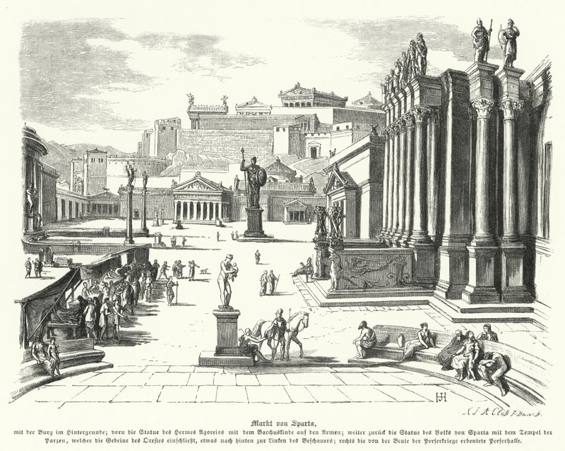 Market of Sparta, Ancient Greece (engraving) 作者 德国学校