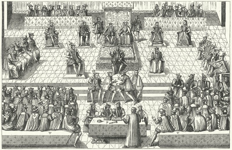 1561 年 1 月在奥尔良举行的法国三级会议（版画） 作者 德国学校