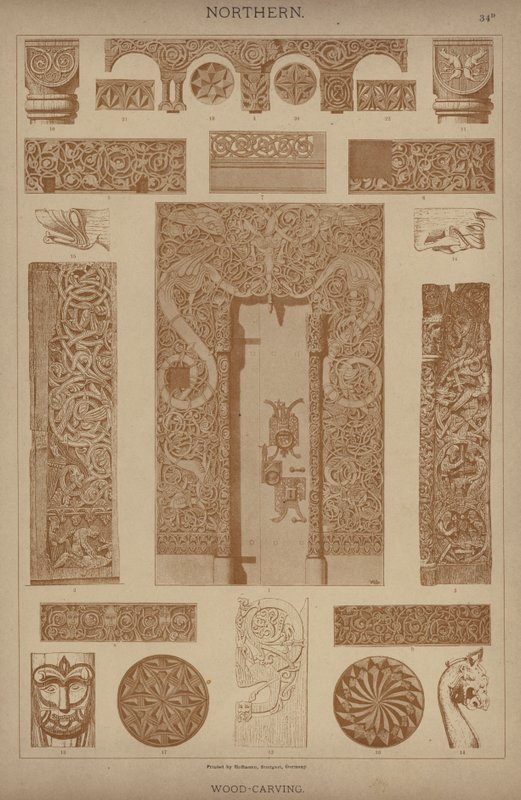 北方，木雕（彩色石版画） 作者 德国学校
