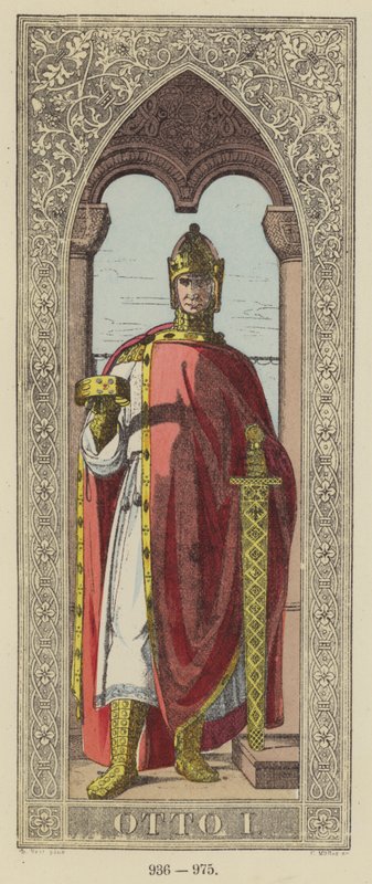 Otto I, 936-975 (coloured engraving) 作者 德国学校