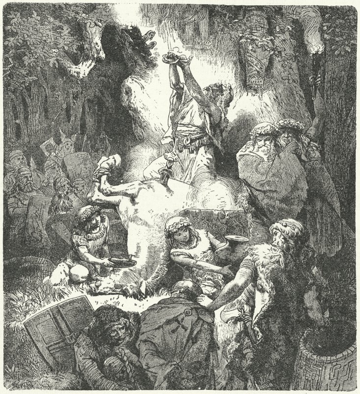 Pagan Lithuanians making offerings in a sacred grove (engraving) 作者 德国学校