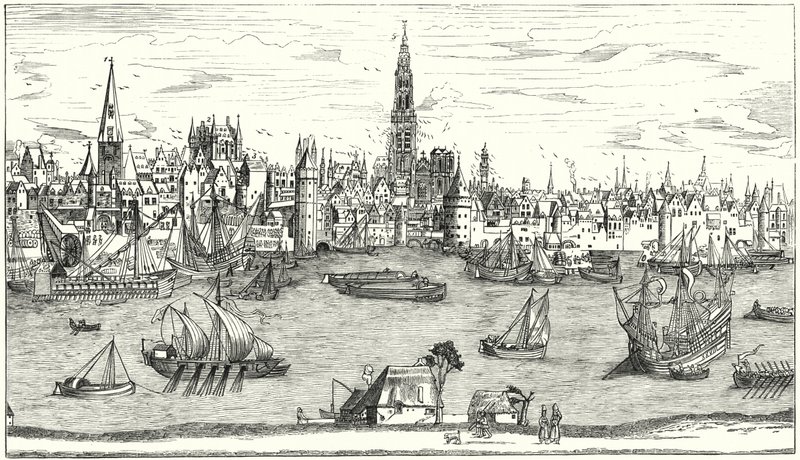 16 世纪初安特卫普全景图（版画） 作者 德国学校