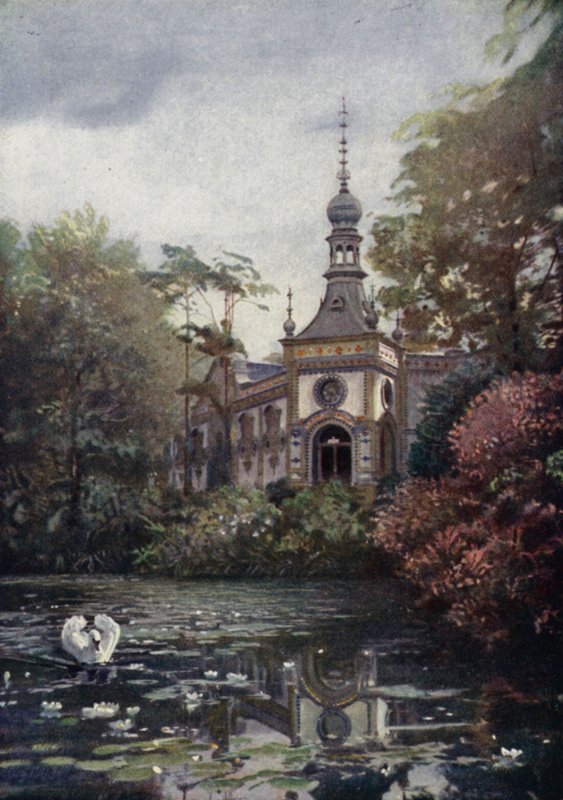 德国柏林动物园 Vierwaldstattersee 和新猿舍的一部分（彩色石版画） 作者 德国学校