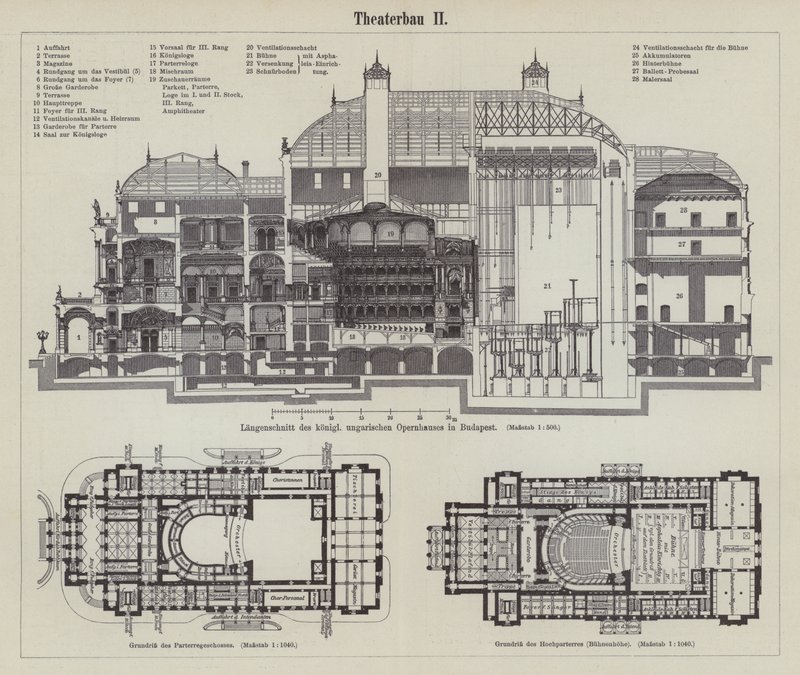 布达佩斯匈牙利皇家歌剧院平面图（版画） 作者 德国学校
