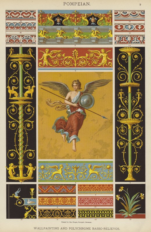 Pompeian, Wallpainting and Polychrome Basso-Relievos (colour litho) 作者 德国学校