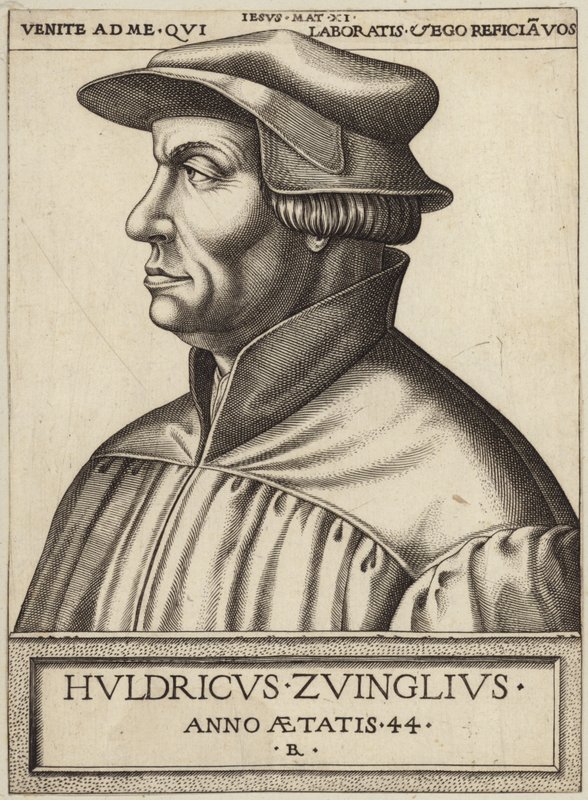 Huldrych Zwingli的肖像 作者 德国学校
