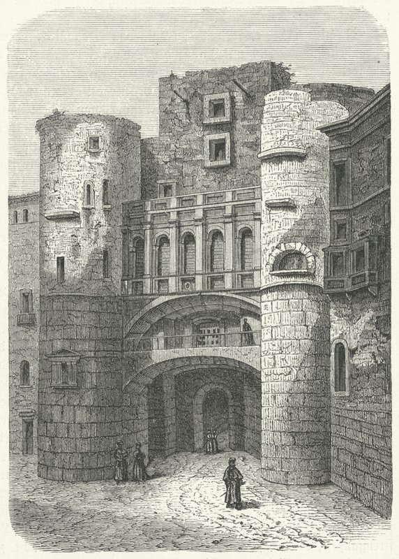 Praetoria Gate 和 Placa Nova，巴塞罗那（雕刻） 作者 德国学校