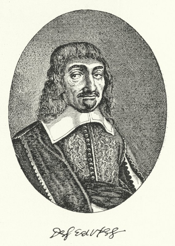 法国哲学家笛卡尔（Rene Descartes）（版画）。 作者 德国学校