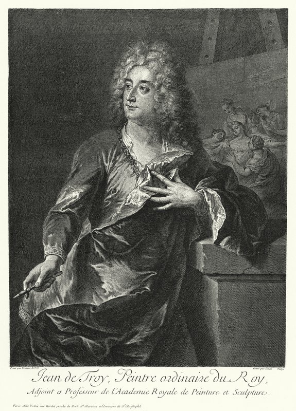 法国艺术家让·弗朗索瓦·德特洛伊 (Jean Francois de Troy) 自画像（版画） 作者 德国学校