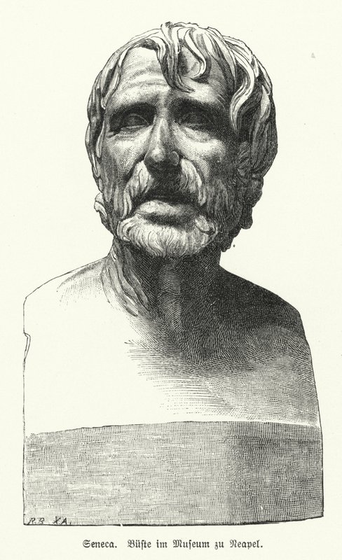 Seneca the Younger，罗马哲学家、政治家和剧作家（石版画） 作者 德国学校