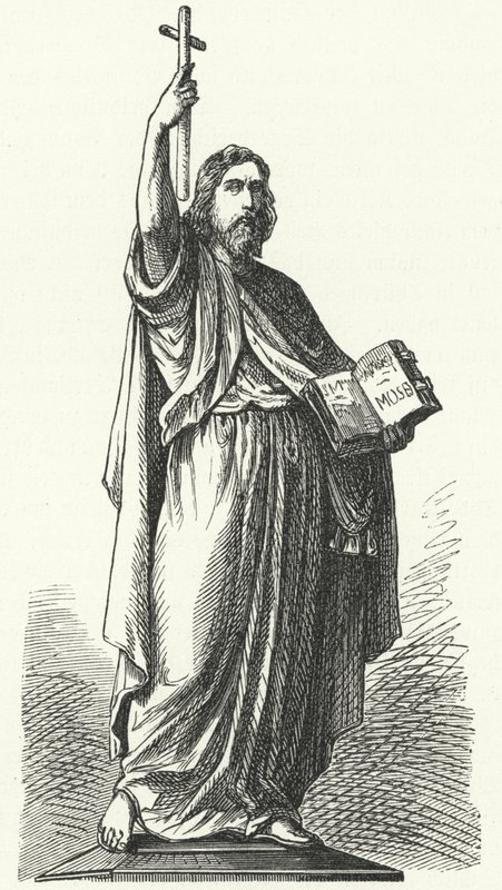 Statue of St Boniface (c675-754), Anglo-Saxon missionary to the Germanic parts of the Frankish Empire, in Fulda (engraving) 作者 德国学校