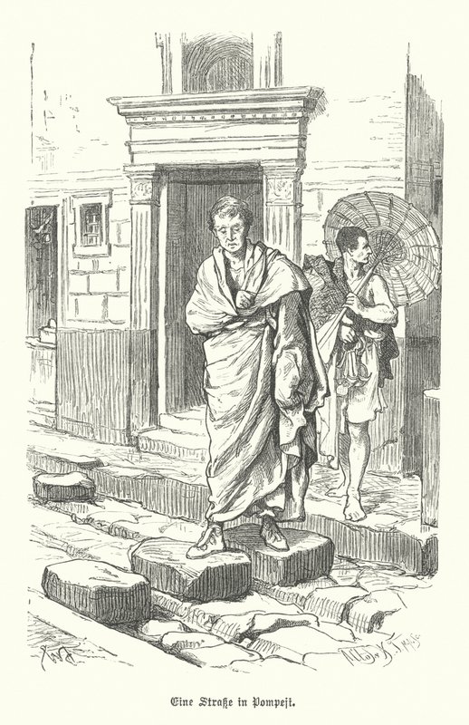 Street in the ancient Roman town of Pompeii (engraving) 作者 德国学校