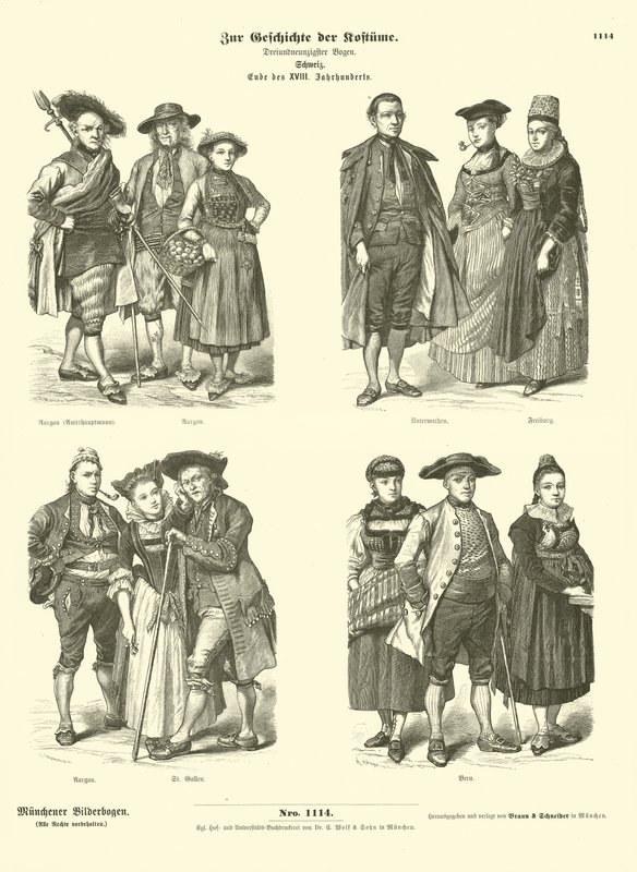 瑞士服饰，18世纪末 作者 德国学校
