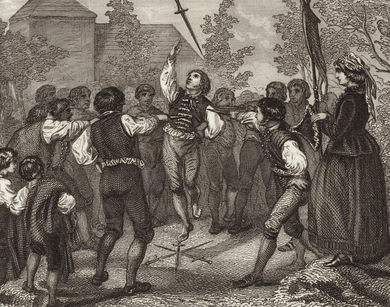 Sword dance, Dithmarschen, Schleswig-Holstein. Illustration for Bilder-Atlas (engraving) 作者 德国学校