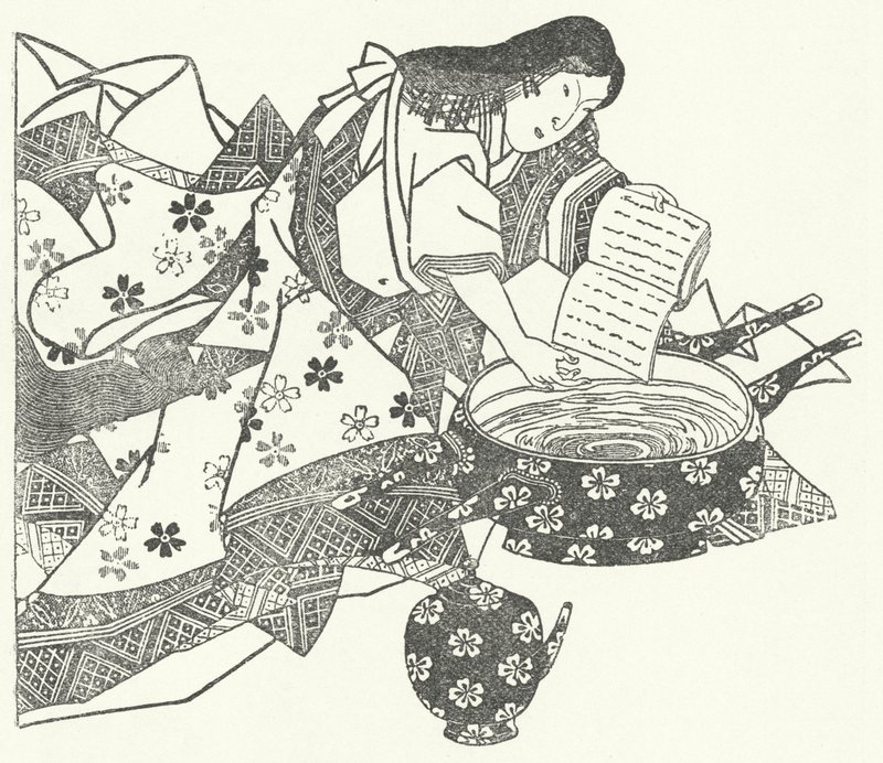 日本和歌诗人小野之小町（雕刻）。 作者 德国学校