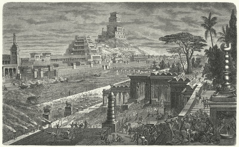 巴比伦沦陷于波斯人，公元前 540 年（版画） 作者 德国学校