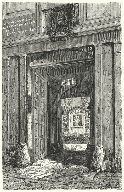 1684 年法国剧作家皮埃尔·科内耶 (Pierre Corneille) 去世的巴黎房子（版画） 作者 德国学校
