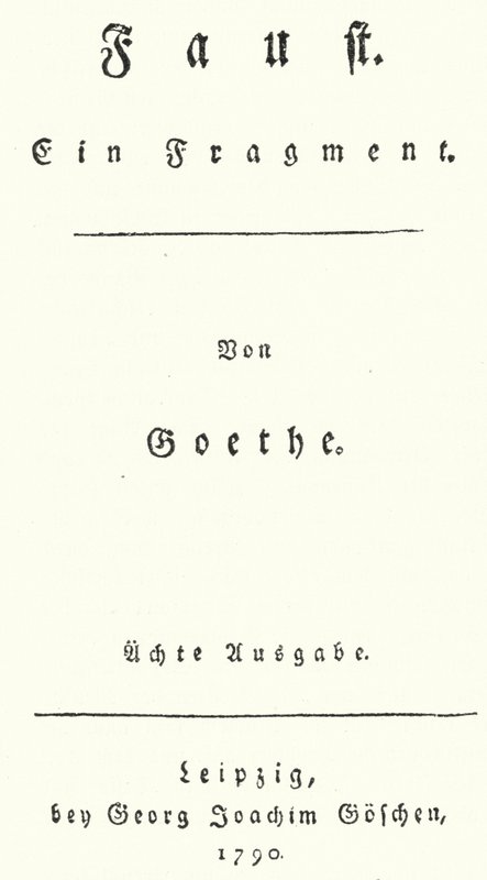 Title page from the first edition of Faust, by Johann Wolfgang Von Goethe (engraving) 作者 德国学校