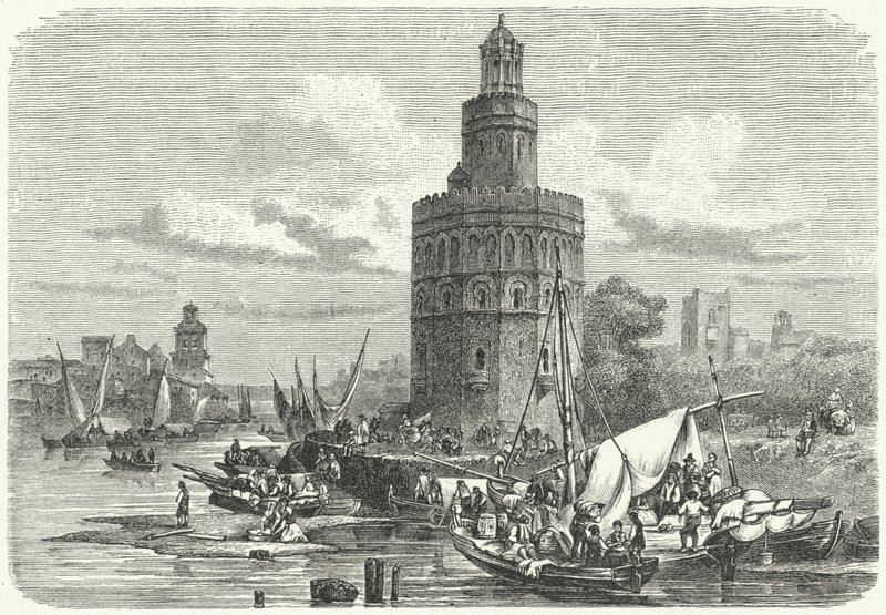 Torre del Oro，塞维利亚，西班牙（雕刻） 作者 德国学校