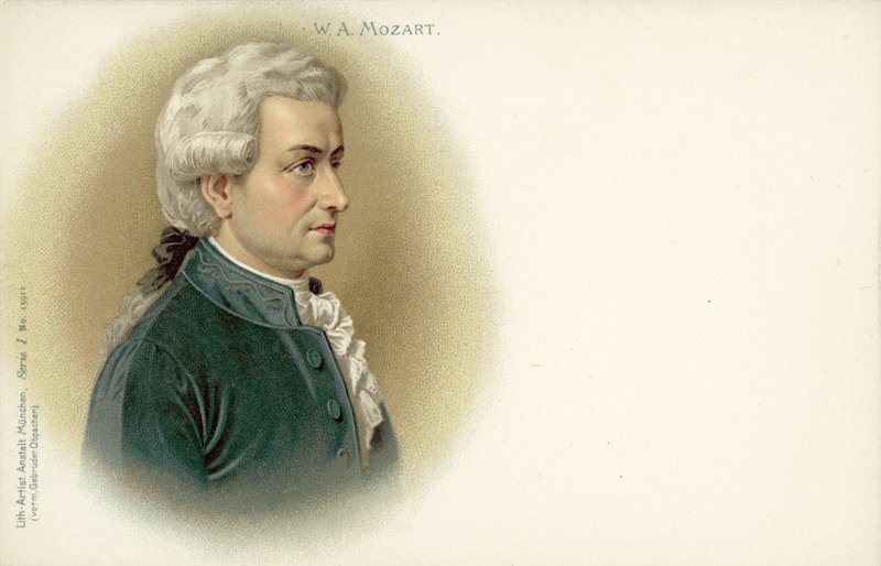 莫扎特(Wolfgang Amadeus Mozart)(彩色平版印刷) 作者 德国学校