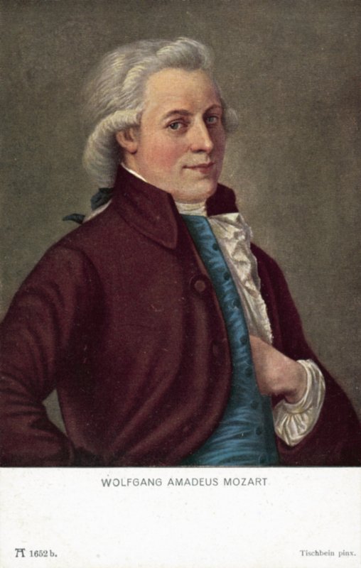 莫扎特(Wolfgang Amadeus Mozart)(彩色平版印刷) 作者 德国学校