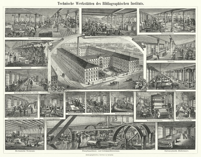 书目研究所工作坊，莱比锡，德国（版画） 作者 德国学校