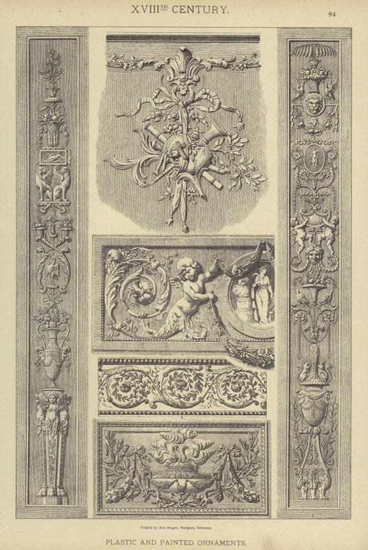 十八世纪，塑料和彩绘装饰品（彩色石版画） 作者 德国学校