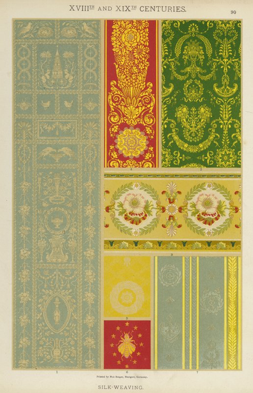 十八世纪和十九世纪，丝织（彩色石版画） 作者 德国学校