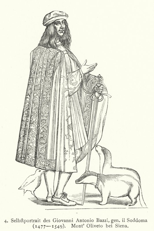 意大利文艺复兴时期艺术家 Il Sodoma (Giovanni Antonio Bazzi) 自画像（版画） 作者 乔凡尼·安东尼奥·巴齐（后）索多玛