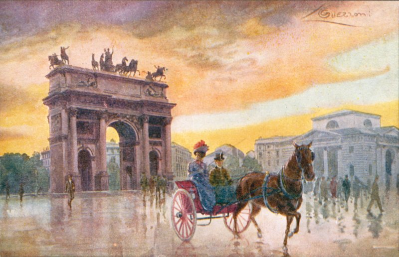 米兰 / Milan: Arco della Pace（彩色石版印刷） 作者 乔瓦尼·格尔佐尼