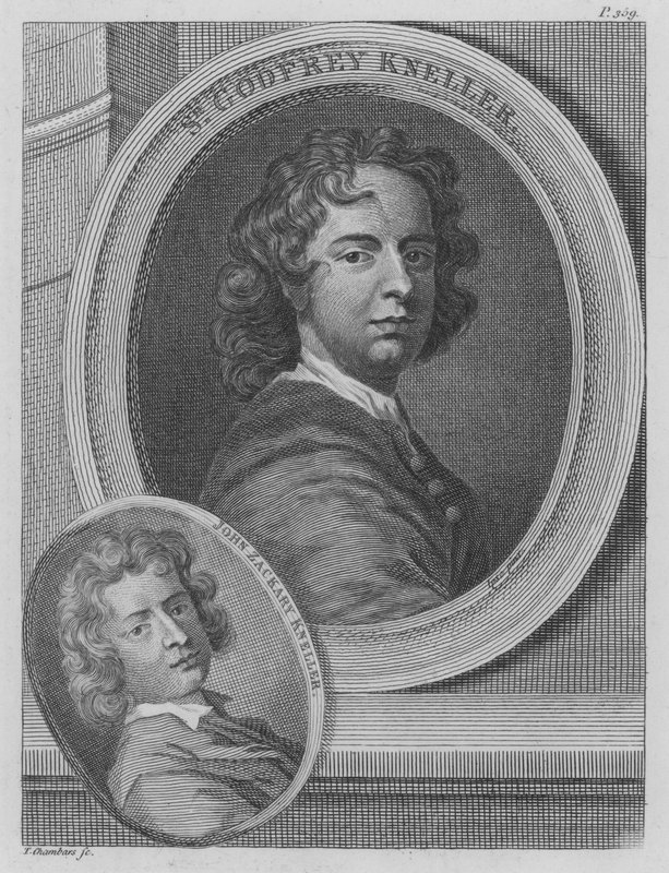 Godfrey Kneller 爵士和 John Zacharias Kneller，活跃在英国的德国艺术家（版画） 作者 戈弗雷（后）纳勒