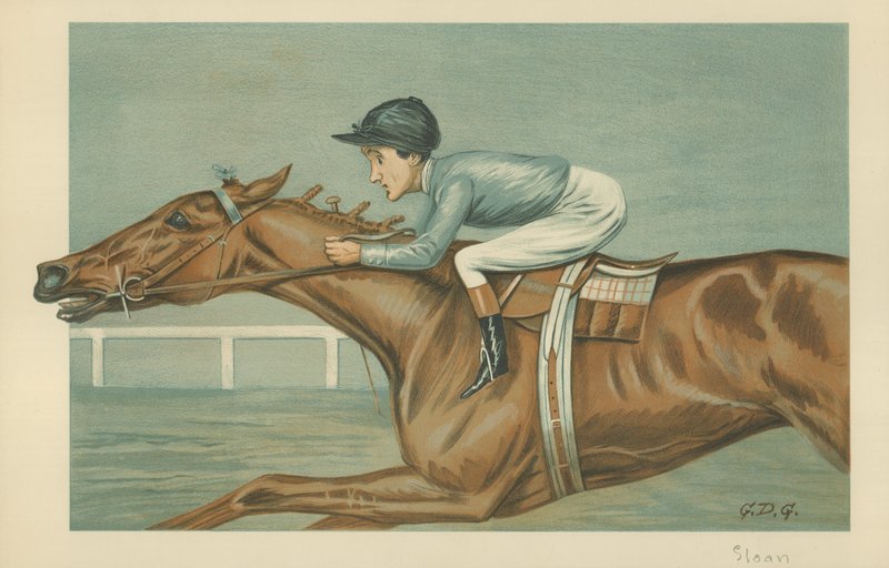 Tod Sloan，美国骑师，1899年5月25日，名利场漫画 作者 戈弗雷·道格拉斯·吉尔斯