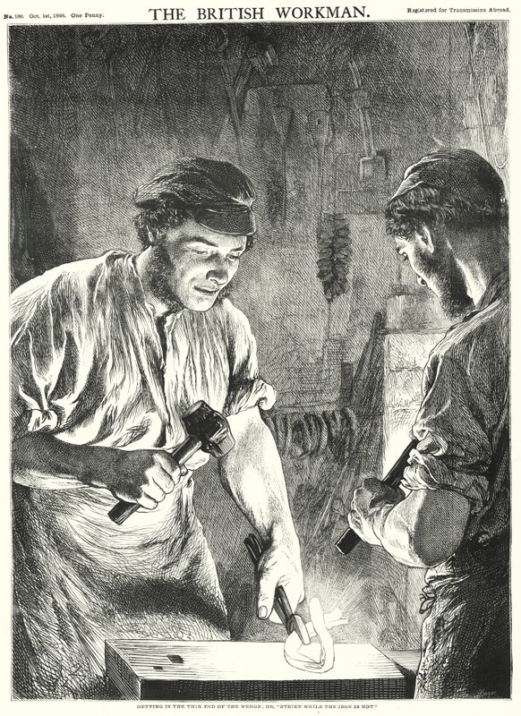 进入楔形的细端，或者，“趁热打铁”（雕刻） 作者 古莱钢
