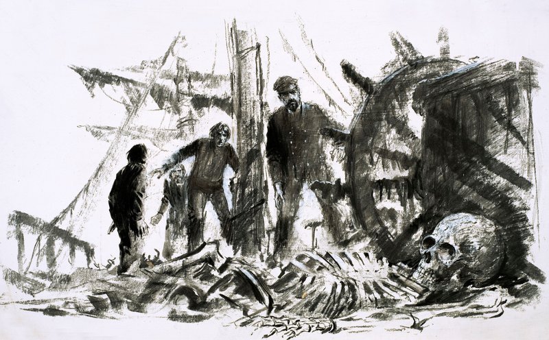 马尔伯勒号于 1890 年消失，将近四分之一世纪后才被发现（水粉画在纸上） 作者 格雷厄姆·科顿