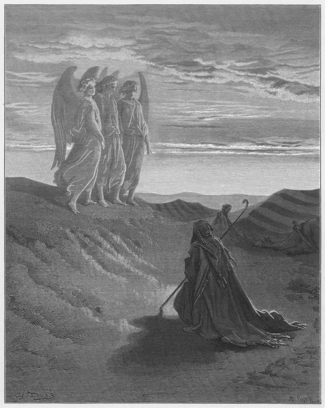 古斯塔夫多尔圣经：亚伯拉罕和三位天使 作者 古斯塔夫·多尔（Gustave Dore）