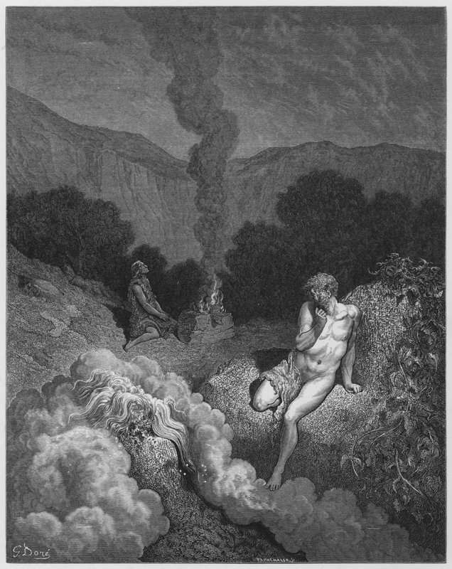 古斯塔夫多尔圣经：该隐和亚伯献祭 作者 古斯塔夫·多尔（Gustave Dore）