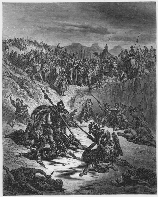 Gustave Dore Bible：在Ish-Bosheth和David的冠军之间作战 作者 古斯塔夫·多尔（Gustave Dore）