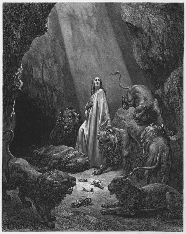 古斯塔夫多尔圣经：丹尼尔在狮子窝里 作者 古斯塔夫·多尔（Gustave Dore）