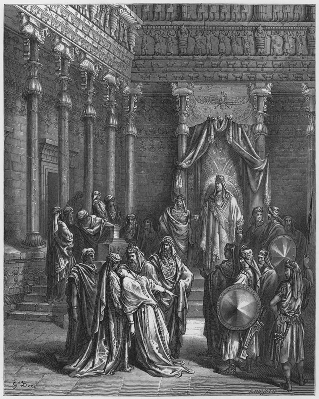 古斯塔夫多尔圣经：在国王面前的以斯帖 作者 古斯塔夫·多尔（Gustave Dore）