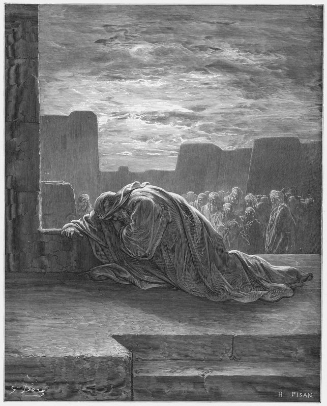 古斯塔夫多尔圣经：以斯拉在祷告中 作者 古斯塔夫·多尔（Gustave Dore）