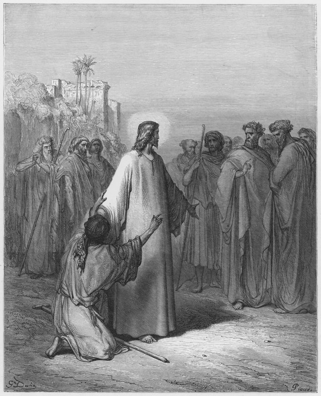 古斯塔夫多尔圣经：耶稣治愈了被魔鬼附身的人 作者 古斯塔夫·多尔（Gustave Dore）