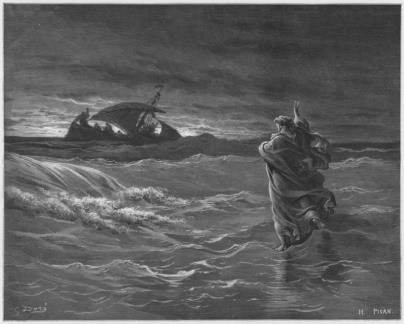 古斯塔夫多尔圣经：耶稣在海上行走 作者 古斯塔夫·多尔（Gustave Dore）