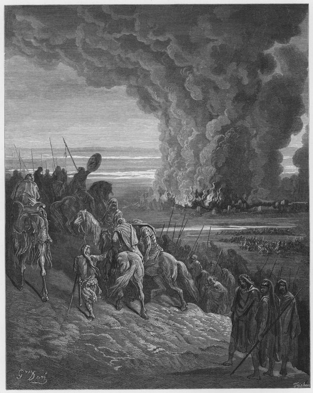 古斯塔夫多尔圣经：约书亚将艾城镇交给火焰 作者 古斯塔夫·多尔（Gustave Dore）