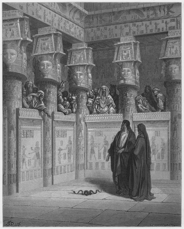 古斯塔夫多尔圣经：法老面前的摩西和亚伦 作者 古斯塔夫·多尔（Gustave Dore）