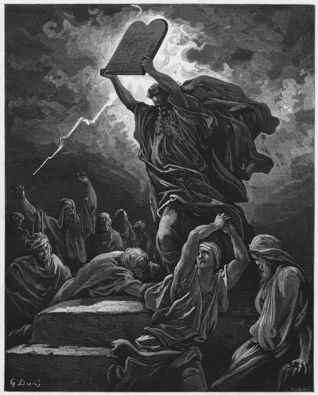 古斯塔夫多尔圣经：摩西打破了法律的表格 作者 古斯塔夫·多尔（Gustave Dore）