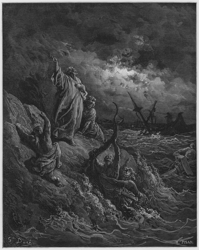 古斯塔夫多尔圣经：S保罗遭遇海难 作者 古斯塔夫·多尔（Gustave Dore）